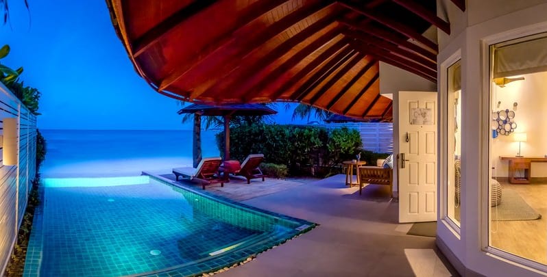 Centara Grand Island Maldives -  Club Two Bedroom Beach Pool Villa at Night